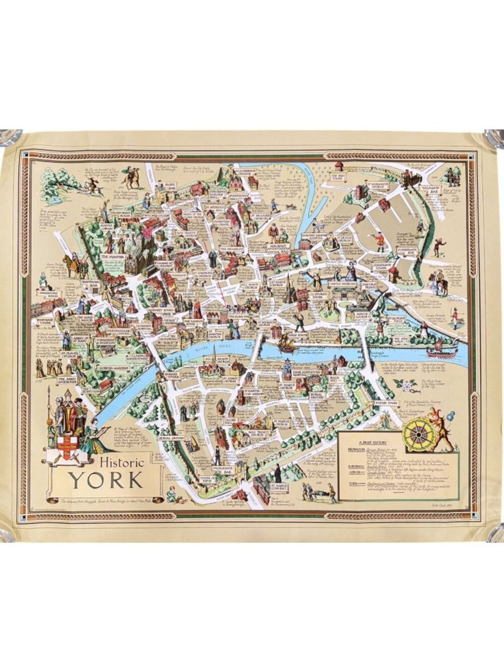 Historic York Map Estra Clark Ben Johnson & Co Ltd 1947 Size 27.25" x 22"